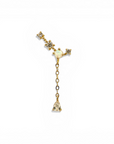 Aro stud trio y cadena colgante oro 14K (tope goma)