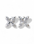 Aros Flor con Brillantes atornillados Oro blanco 10K