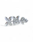 Aros Flor con Brillantes atornillados Oro blanco 10K