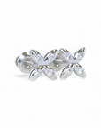 Aros Flor con Brillantes atornillados Oro blanco 10K