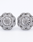 Aros stud diamantes 0,05 ct Flor cluster plata