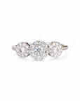 Anillo Tricillo Diamantes Halo en Oro Blanco 18K