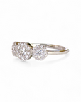 Anillo Tricillo Diamantes Halo en Oro Blanco 18K