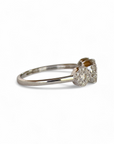 Anillo Tricillo Diamantes Halo en Oro Blanco 18K