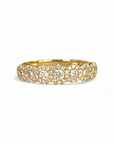 Anillo Cintillo Diamantes Halo de Brillantes Amarillo 18K