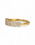 Anillo Cintillo Diamantes Halo de Brillantes Amarillo 18K