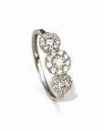 Anillo Tricillo Diamantes Halo en Oro Blanco 18K
