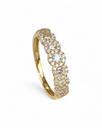 Anillo Cintillo Diamantes Halo de Brillantes Amarillo 18K