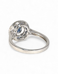 A pedido - Anillo Solitario Zafiro Halo triple de brillantes y zafiros en oro blanco 18K