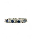 A pedido - Anillo Cintillo Zafiros y Diamantes en Grifa 0,09 ct