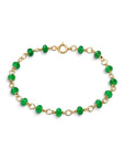Pulsera ClaraJoyas de 17 cm con cuentas de aventurina verde facetadas de 3 mm y eslabones de metal dorado ajustable