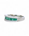 Anillo cintillo esmeralda baguette con brillantes