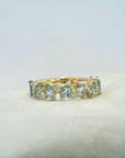 A pedido - Anillo Cintillo Aguamarinas Navette 0,04 ct y Brillantes 0,04 ct