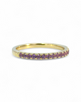 Anillo Cintillo Amatistas microgrifa oro 10K