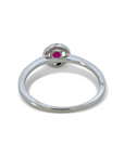 Anillo Solitario Rubí con halo de diamantes en oro 18K