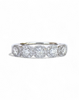 Anillo Quintillo Diamantes con halo en oro blanco 18K
