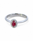 Anillo Halo Rubi Oval 0,23 Ct