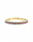 Anillo Cintillo Amatistas microgrifa oro 10K