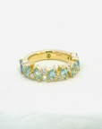 A pedido - Anillo Cintillo Aguamarinas Navette 0,04 ct y Brillantes 0,04 ct