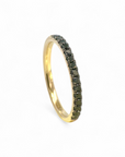 Anillo Cintillo Diamantes Negros Oro Amarillo 10K