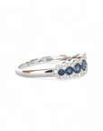 Anillo Cintillo Zafiros Halo Diamantes