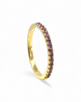 Anillo Cintillo Amatistas microgrifa oro 10K
