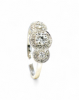 Anillo Tricillo Diamantes Halo Oro blanco 18k