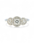 Anillo Tricillo Diamantes Halo Oro blanco 18k