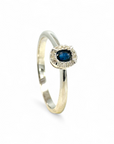 Anillo Solitario Zafiro Oval 0,25 ct Halo Brillantes