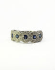 A pedido - Anillo Quintillo Zafiros Redondos en Bisel 0,10 ct Halo