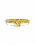 Anillo solitario diamante amarillo corte antiguo grifa