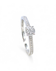 Anillo Solitario Diamante 0,10 ct Halo Diamantado Oro Blanco 18K
