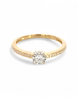 Anillo Solitario Diamante 0,11 ct Halo Diamantado Oro Amarillo 18K