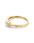 Anillo Solitario Diamante 0,11 ct Halo Diamantado Oro Amarillo 18K