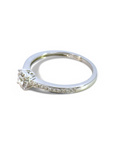 Anillo Solitario Diamante 0,10 ct Halo Diamantado Oro Blanco 18K