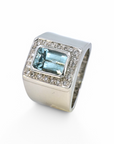 Anillo Solitario Aguamarina bisel
