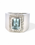 Anillo Solitario Aguamarina bisel