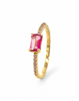 Anillo Solitario Turmalina Rectangular y redondas en argolla