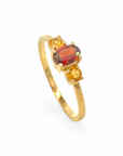 Anillo Tricillo Granate oval y citrinos