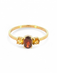 Anillo Tricillo Granate oval y citrinos