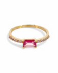 Anillo Solitario Turmalina Rectangular y redondas en argolla