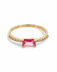 Anillo Solitario Turmalina Rectangular y redondas en argolla