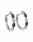 Aros argollas ovales zafiros y diamantes 0,125 ct