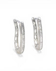 Aros argollas ovales curvas diamantes baguette en riel 0,25 ct plata 925