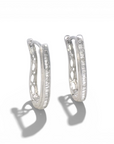 Aros argollas ovales curvas diamantes baguette en riel 0,25 ct plata 925