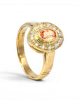 Solitario Turmalina Dorada Oval Halo Brillantes 18K
