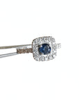 A pedido - Anillo Zafiro Redondo en Grifa 0,60 ct Halo