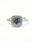 A pedido - Anillo Zafiro Redondo en Grifa 0,60 ct Halo