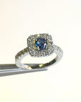 A pedido - Anillo Zafiro Redondo en Grifa 0,60 ct Halo