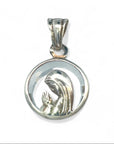 Medalla Virgen Orando Redonda Cristal Plata - 12 mm